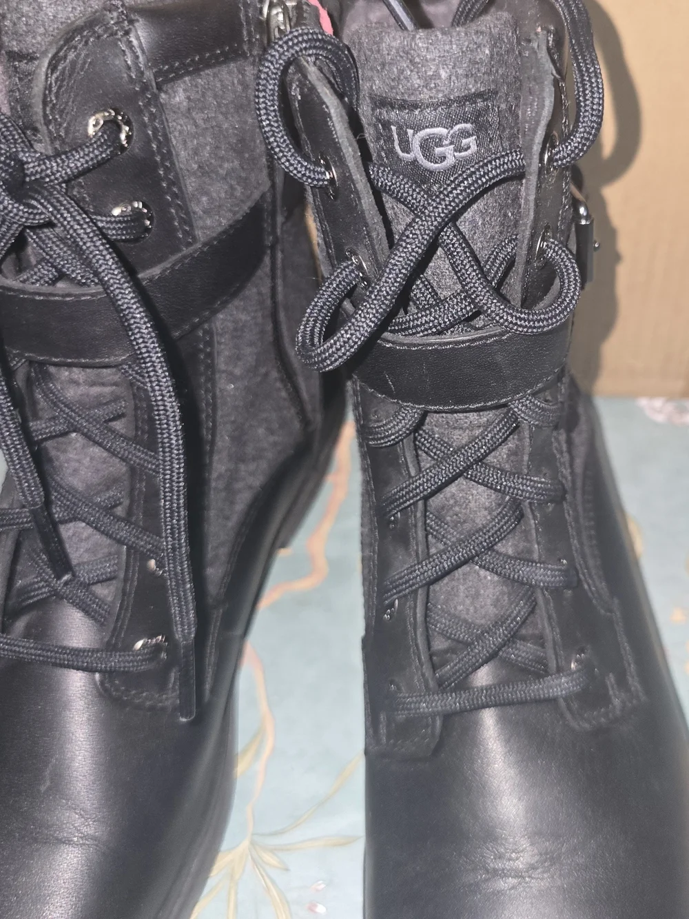 UGG Women's Black Lace-Up Side-Zip Winter Boots